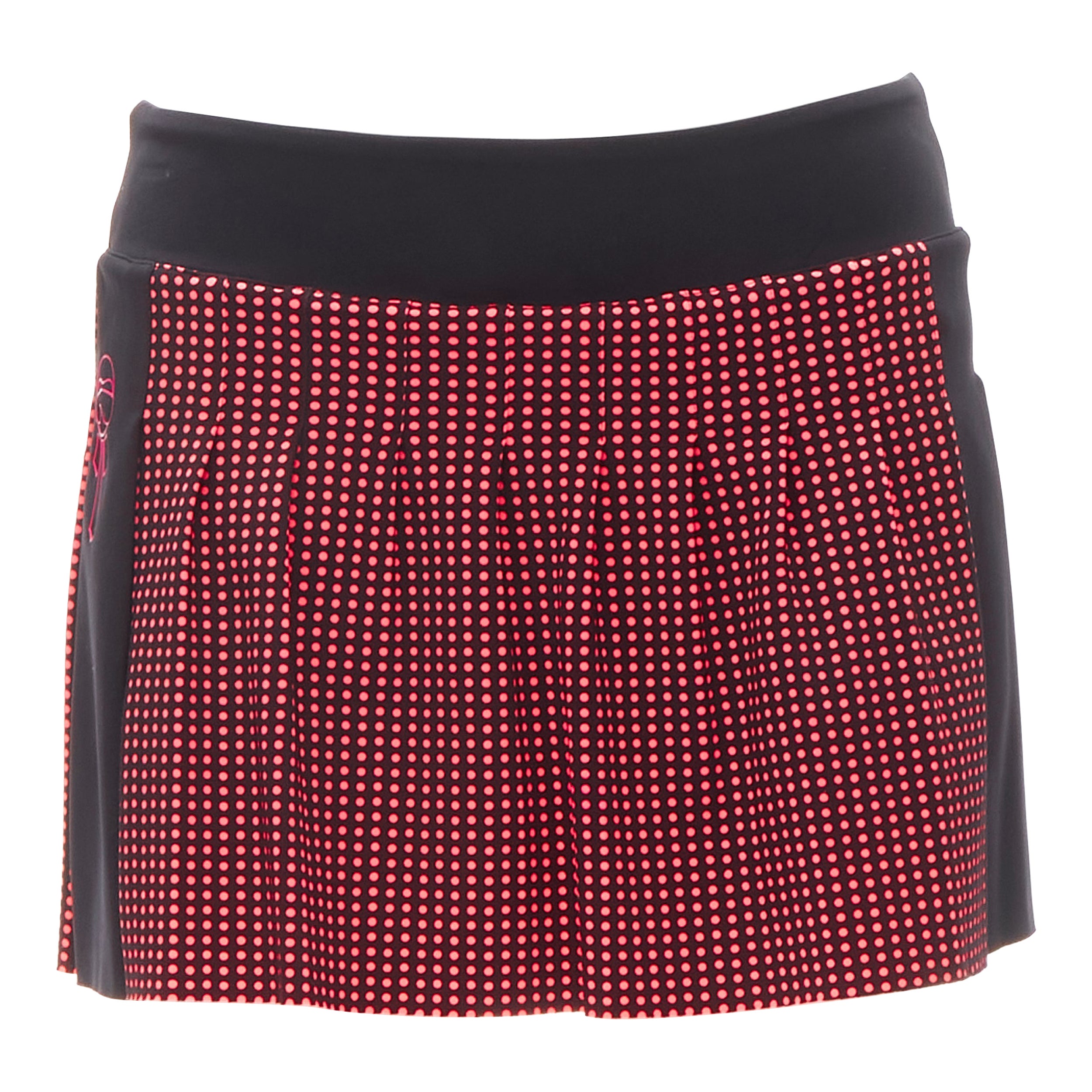 FENDI Activewear Karl Love black pink polka dot lined pleated skirt S For Sale
