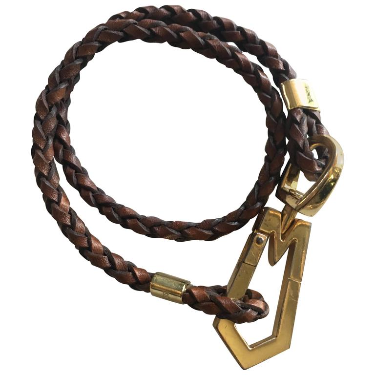 Marc Jacobs Monogram and Braided Leather Wrap Bracelet For Sale at