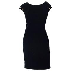 90s Christian Lacroix Black Velvet Sheath Cocktail Dress 2
