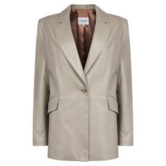 Verheyen London Chesca Oversize Blazer in Stone Grey Leather, Size 12