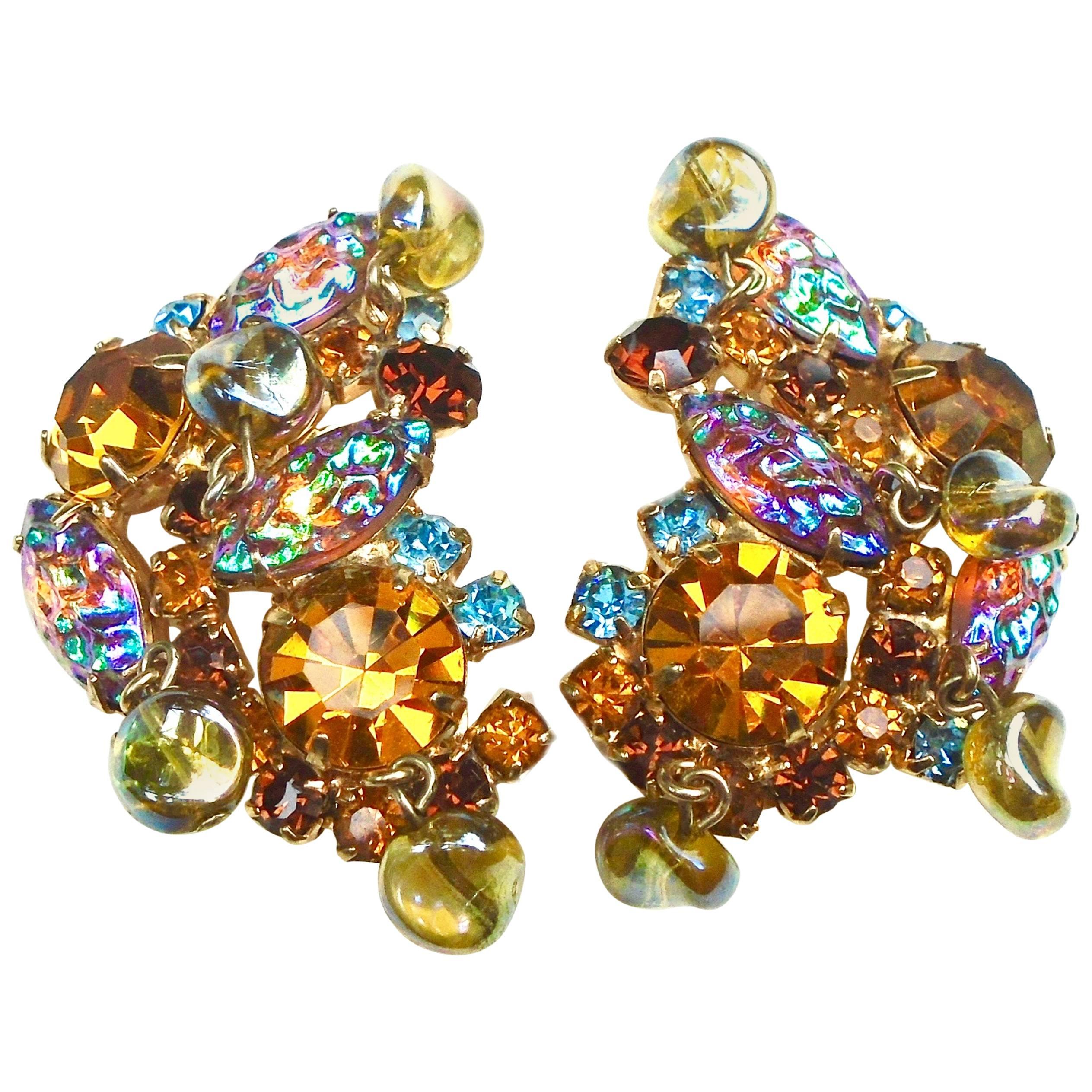 Gorgeous 1950s Multi Dimensional Earrings For Sale