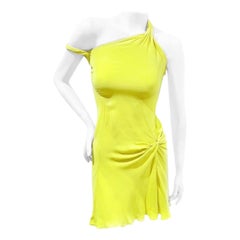 Vintage Versace Yellow Neon Halter Dress FW2002