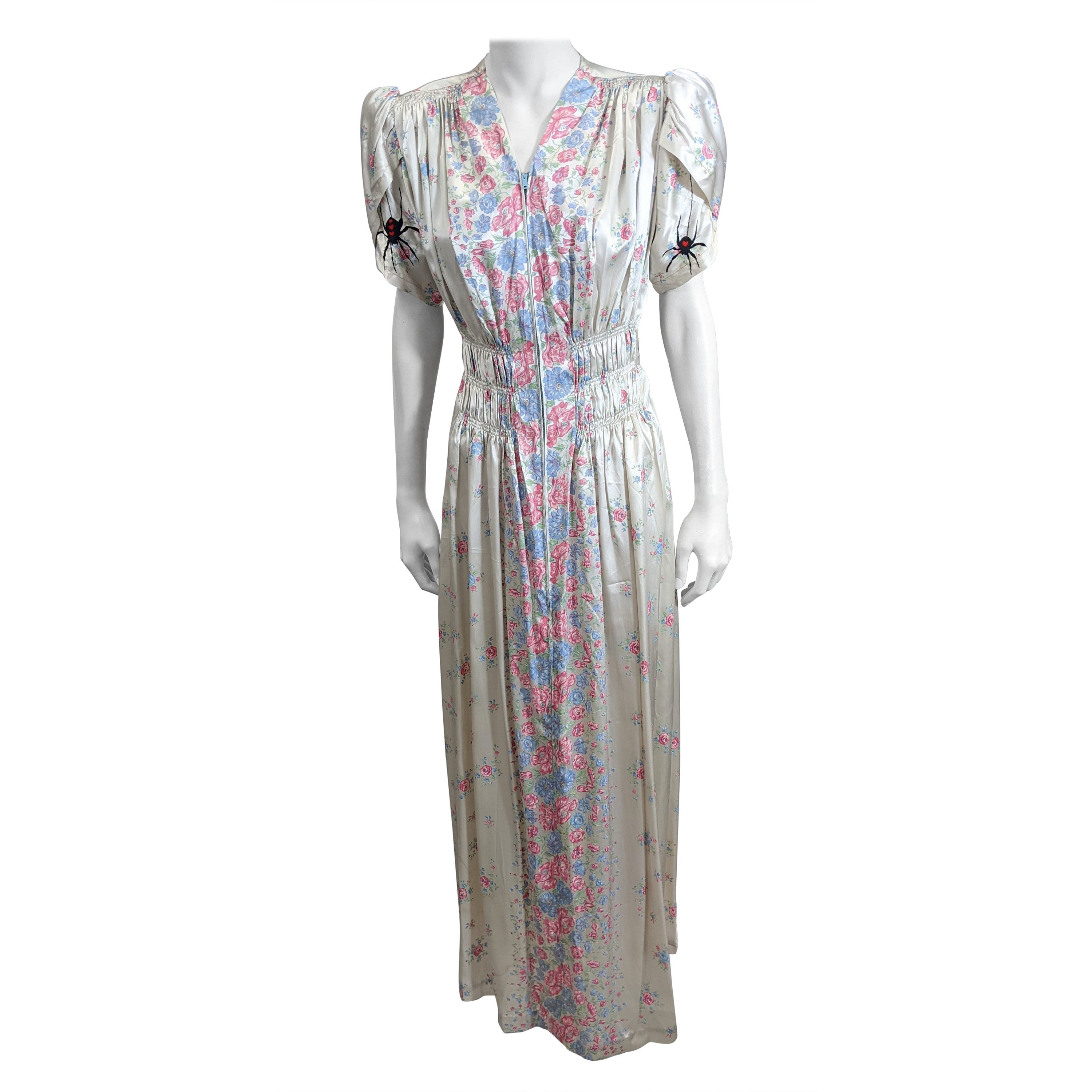 Art Deco Rayon Floral Gown Upcyled by Studio VL