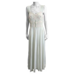 Art Deco Pastel Silk Crepe Floral Invisibly Embroidered Slip Gown 