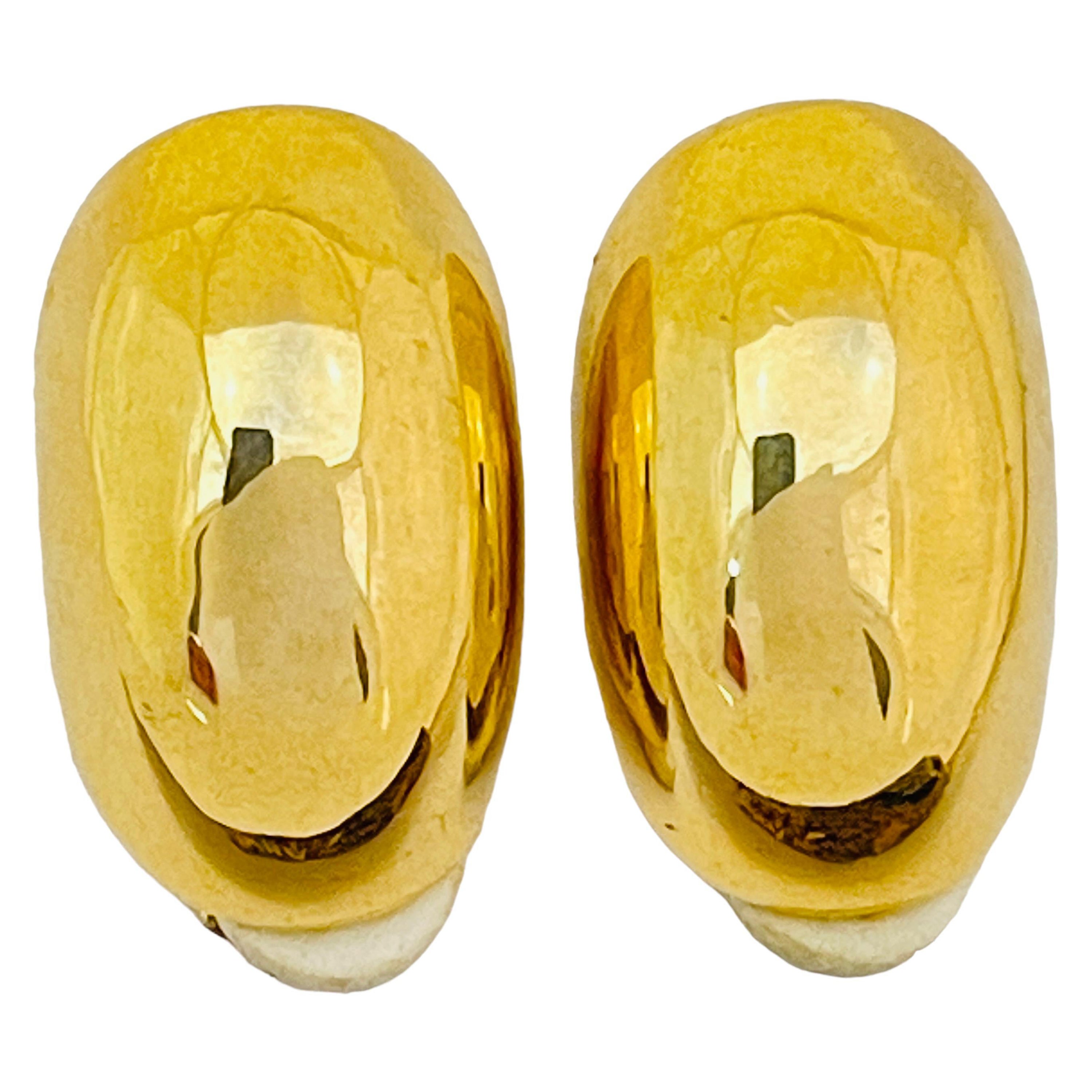 Vintage NORMA JEAN shiny gold modernist designer runway clip on earrings For Sale