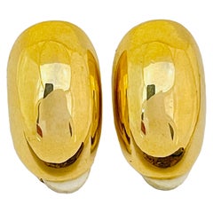 Vintage NORMA JEAN shiny gold modernist designer runway clip on earrings