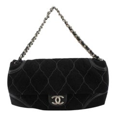 Chanel Black Quilted East West Chain Flap Shoulder Bag