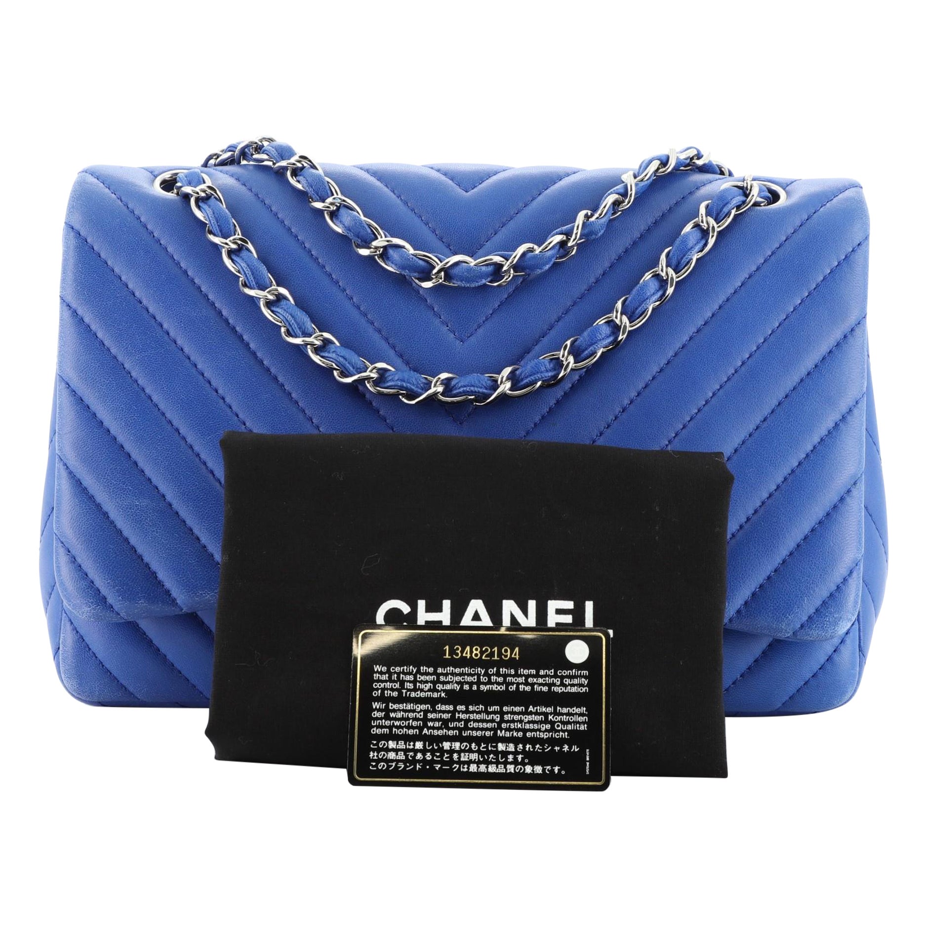 Chanel Classic Single Flap Bag Chevron Lambskin Jumbo For Sale