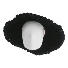 Sombrero de ala ancha de terciopelo de seda eduardiano vintage de 1910