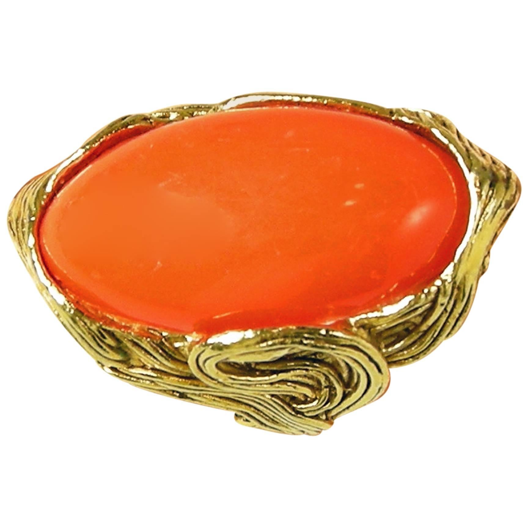 Vintage 1980s Large Faux Coral Cocktail Ring For Sale