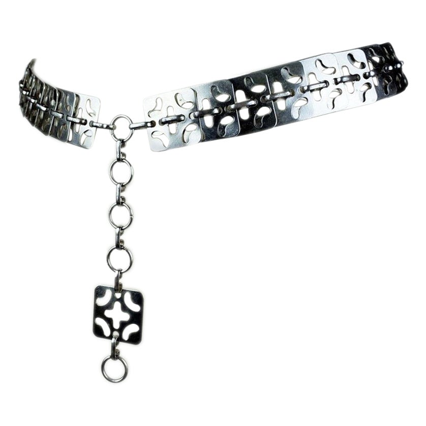 Verchromter Gürtel mit perforiertem Metallgeflecht von Paco Rabanne – Frankreich, um 1970
