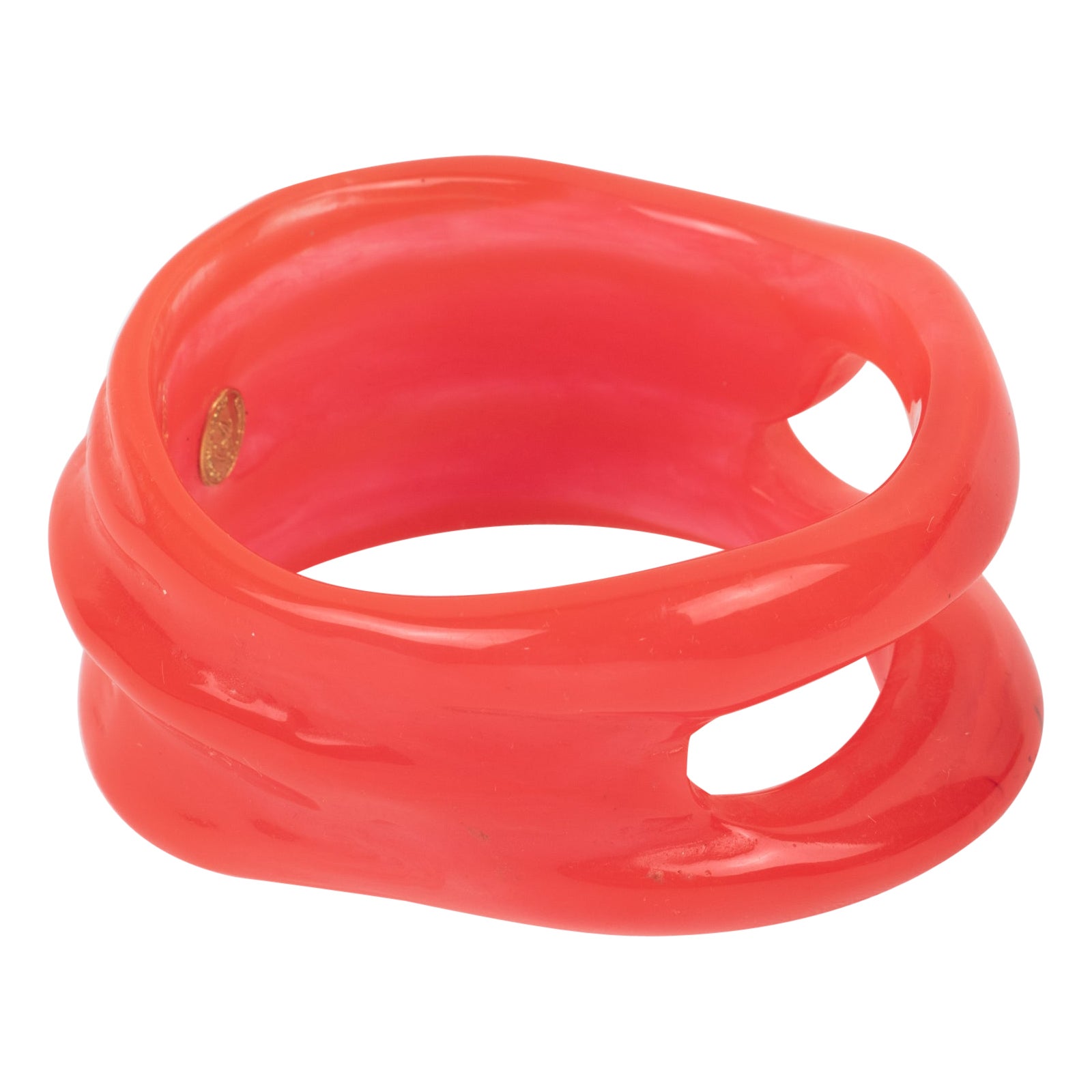 Christian Lacroix Space Age Pink-Red Resin Lucite Bangle Bracelet For Sale