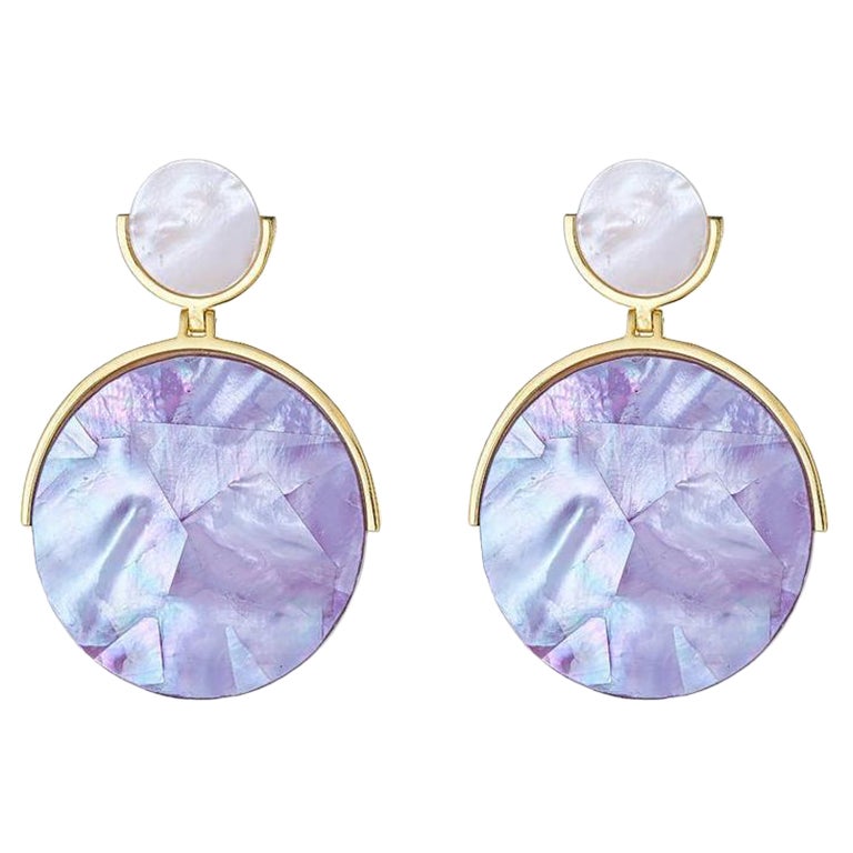 Mother Of Pearl 18K Gold Over Silver  Earrings For Sale