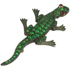 Charmante broche victorienne en lézard ornée de bijoux