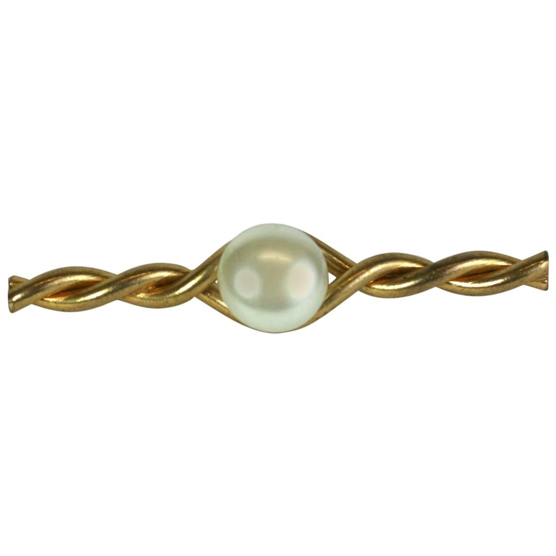 Chanel Classic Pearl Bar Brooch  For Sale