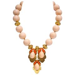 1970s William De Lillo Faux Coral Necklace