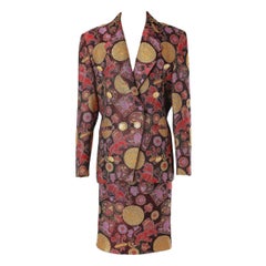 Cocktail skirt suit in multicolor and gold lurex brocade  Guy Laroche