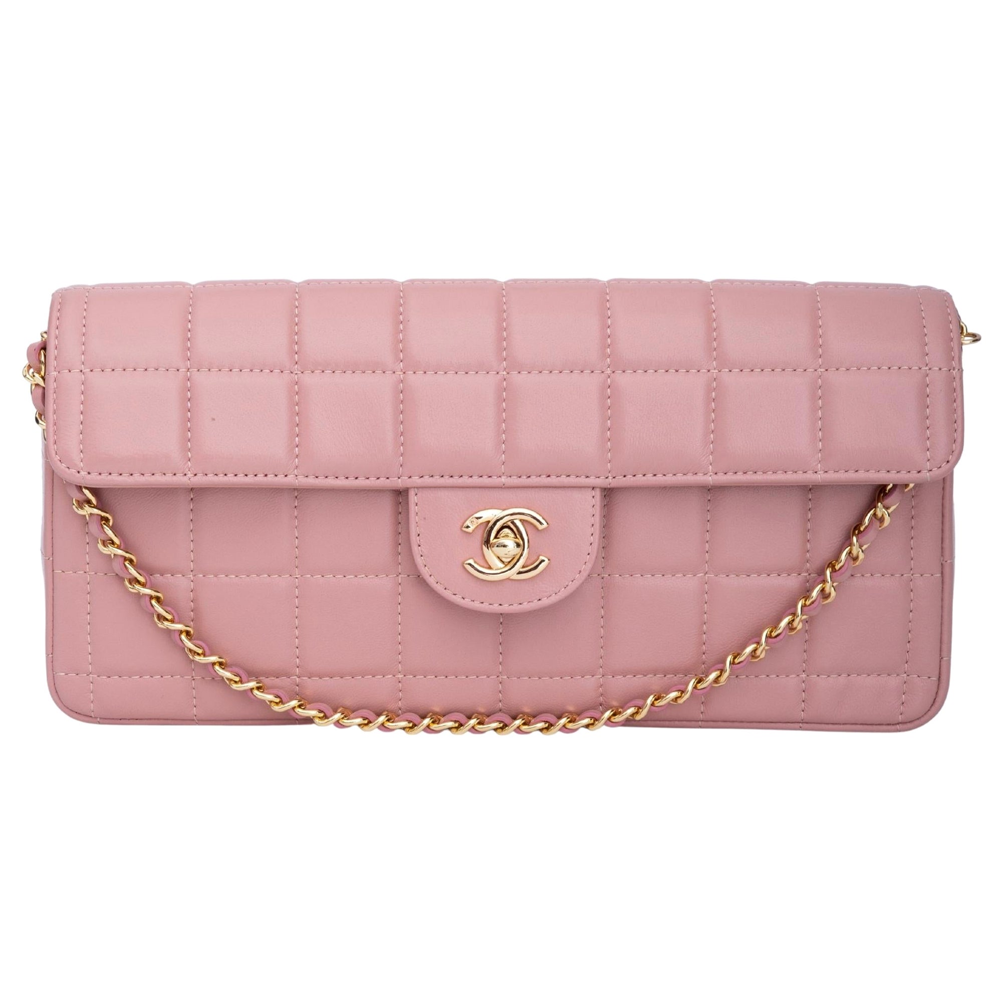 Chanel Lambskin East West Chocolate Bar Flap Pink (2003)