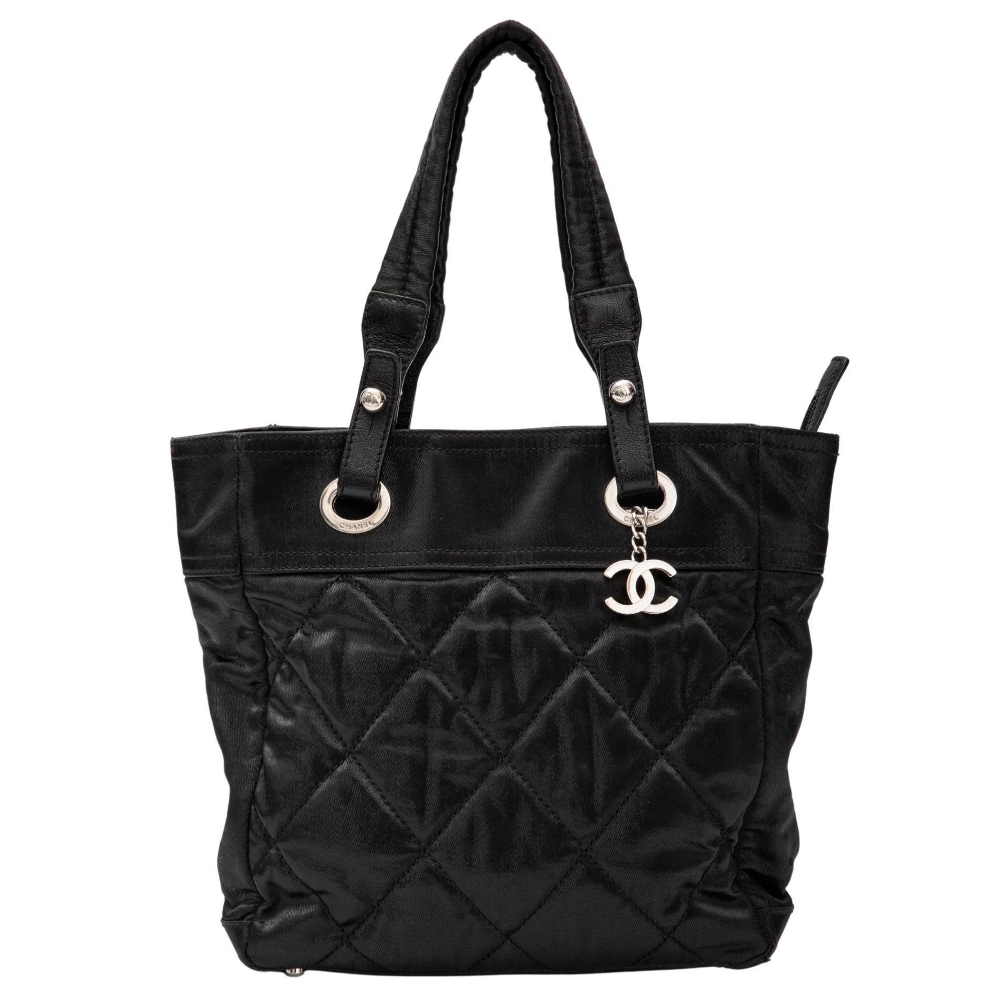 Chanel Paris Biarritz Classic Quilted Nylon Canvas Tote (2007) For Sale