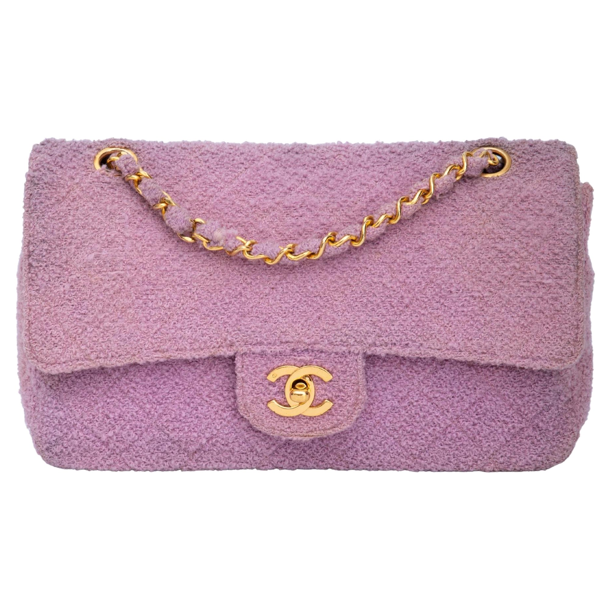 Chanel Vintage Small Pink Tweed Classic Single Flap Bag (2014)