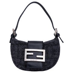 Fendi Cashmere Charcoal Mini Croissant Bag (26673)