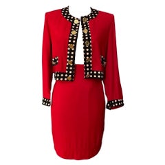 1990's Vintage red skirt suit by MOSCHINO Cheap & Chic