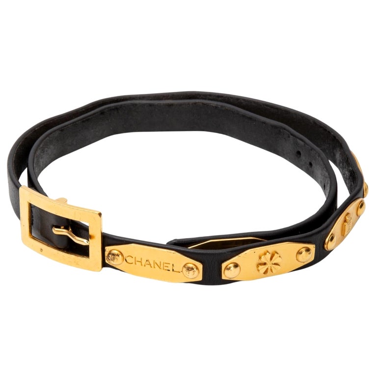 Chanel Black Patent Leather CC Resin Crystal Buckle Belt 80 CM
