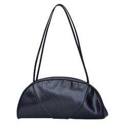 Used Dior Black Leather Oblique Embossed Crescent Shoulder Bag (2000)