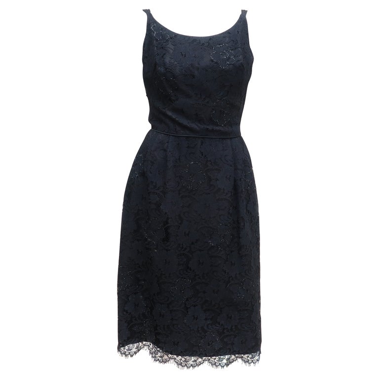 Carol Craig Black Lace Cocktail Dress, 1950's For Sale at 1stDibs