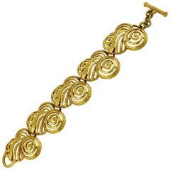 Lanvin Vintage Gold Tone Art Deco Style Bracelet