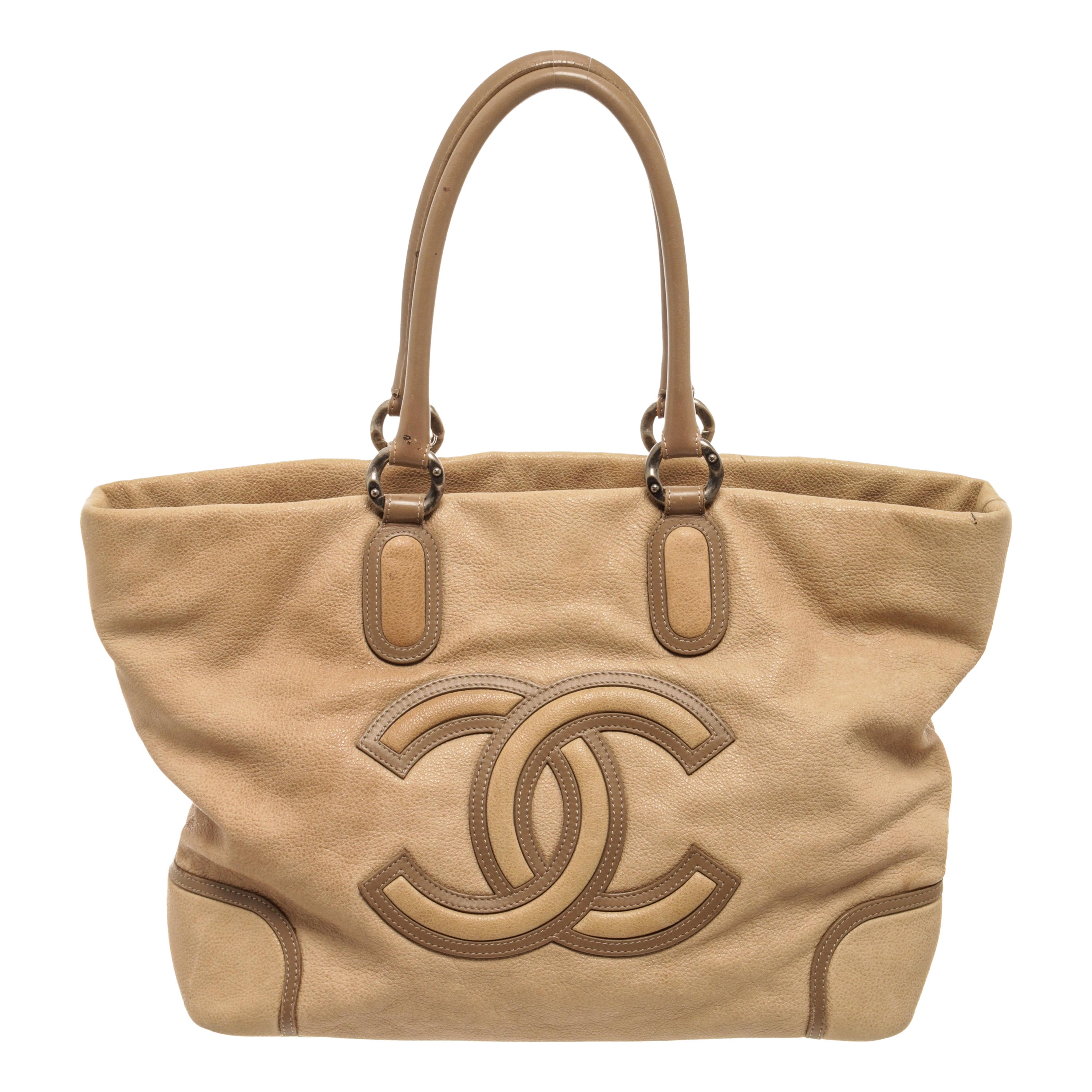 Chanel Beige Caviar Leather CC Cup Tote Bag