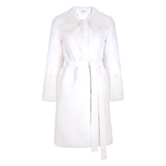 Used Verheyen London Serena  Collarless Faux Fur Coat in White - Size uk 10 