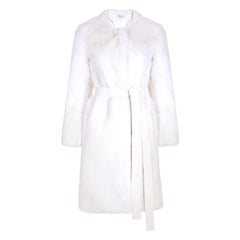 Used Verheyen London Serena  Collarless Faux Fur Coat in White - Size uk 14