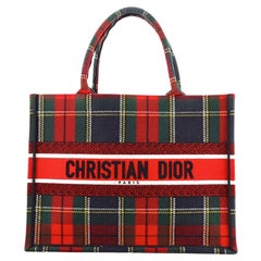 Christian Dior Book Tote Tartan Check Canvas Small