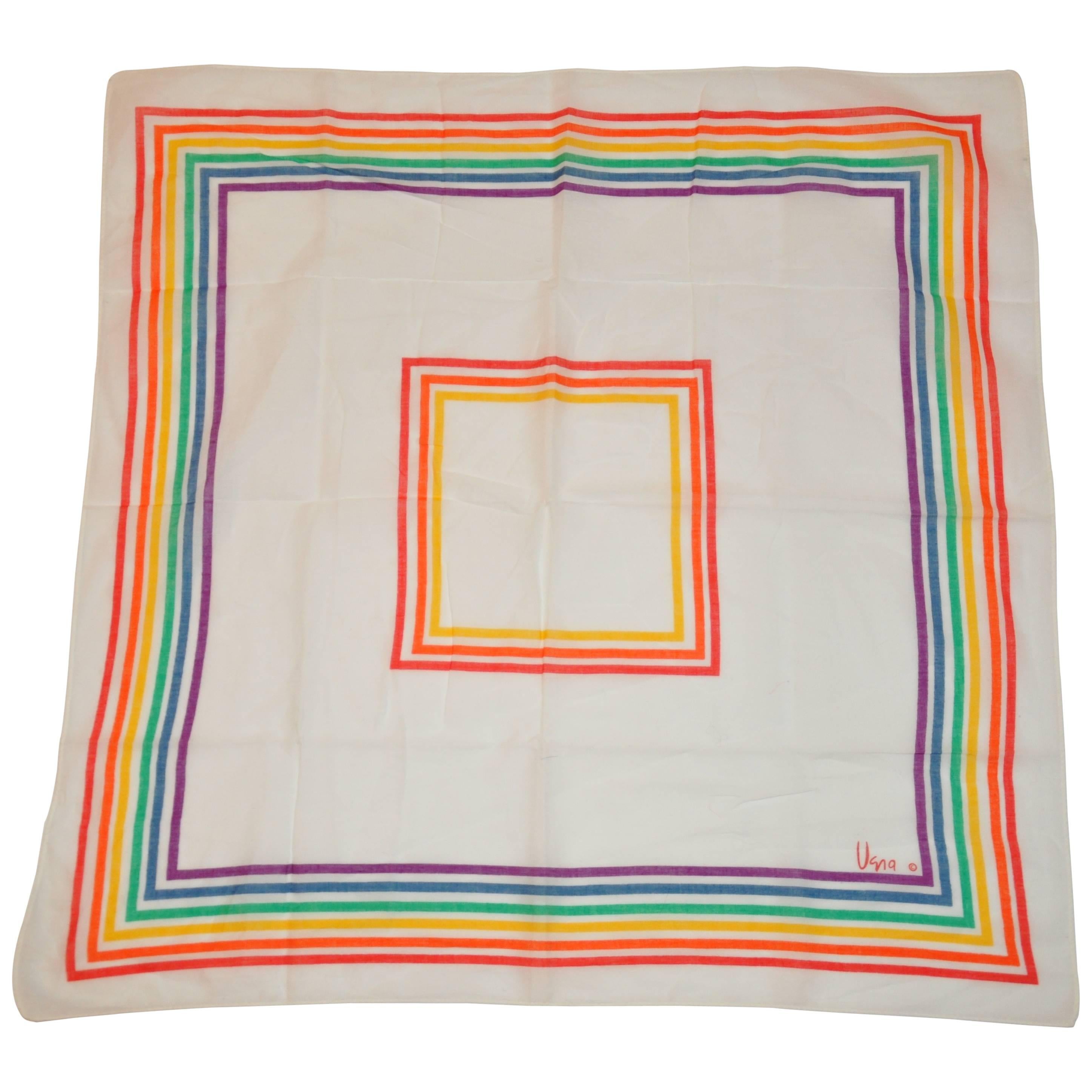Vera Multi-Color Cotton "Rainbow" Scarf For Sale