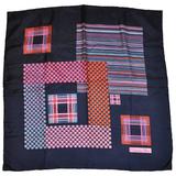 Christian Dior Marineblauer Seidenschal mit mehrfarbigen „„Blocks & Stripes“-Streifen