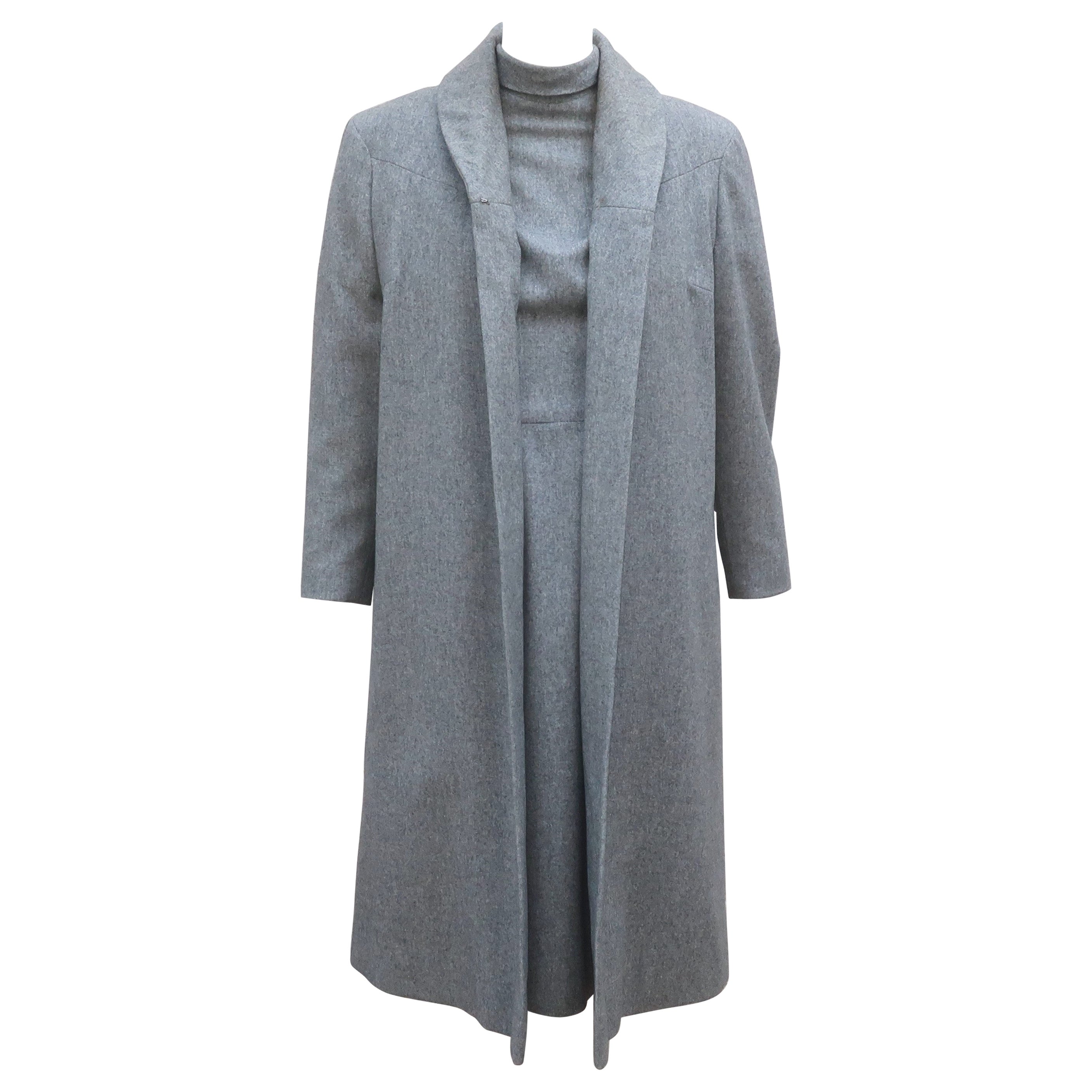Lillie Rubin Dove Gray Wool Dress & Coat Set, 1950's