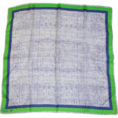 Retro Vera Navy Green & White Silk Scarf