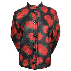 1994 YVES SAINT LAURENT rose printed silk quilted RUNWAY jacket 