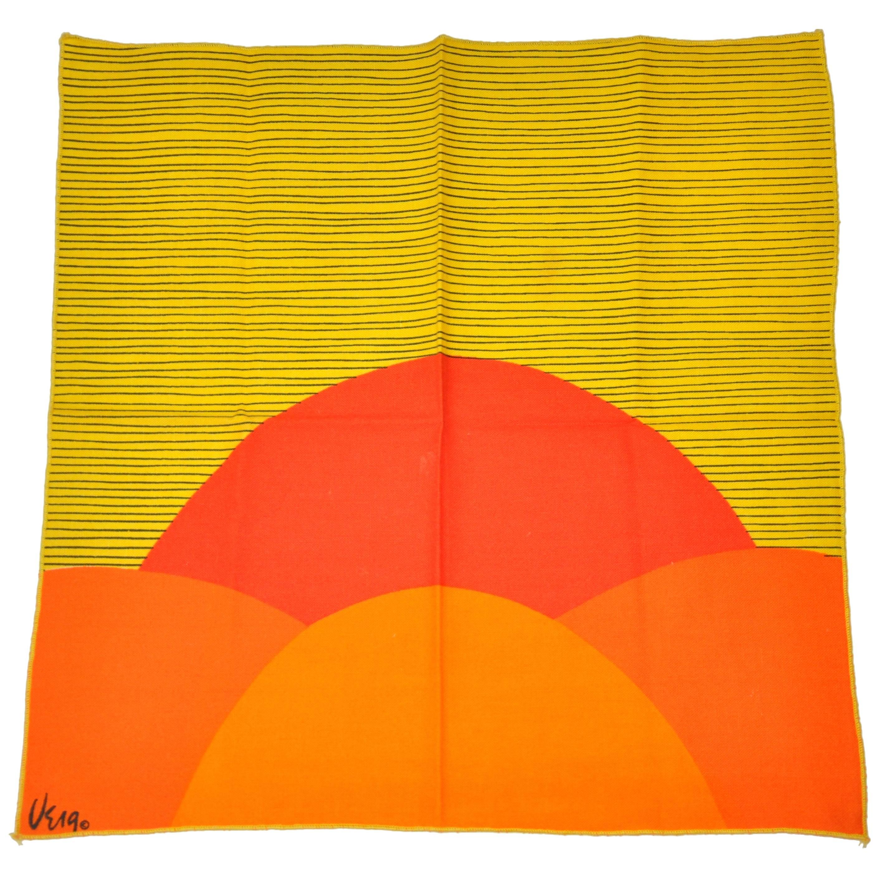 Vera  Bold Abstract Yellow & Orange Linen Napkins For Sale