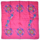 Jean Olaix de París Pañuelo de seda fucsia multicolor atrevido