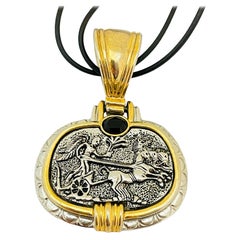 Vintage gold silver coin designer runway necklace