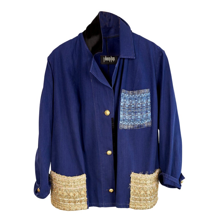 Blue Jacket Gold Lurex Tweed Jacket Work Wear France Repurposed Medium For  Sale at 1stDibs | workwear corporation, work wear corporation jacket, blue  tweed cardigan