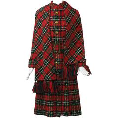 Red Plaid Coat with Scarf 8
