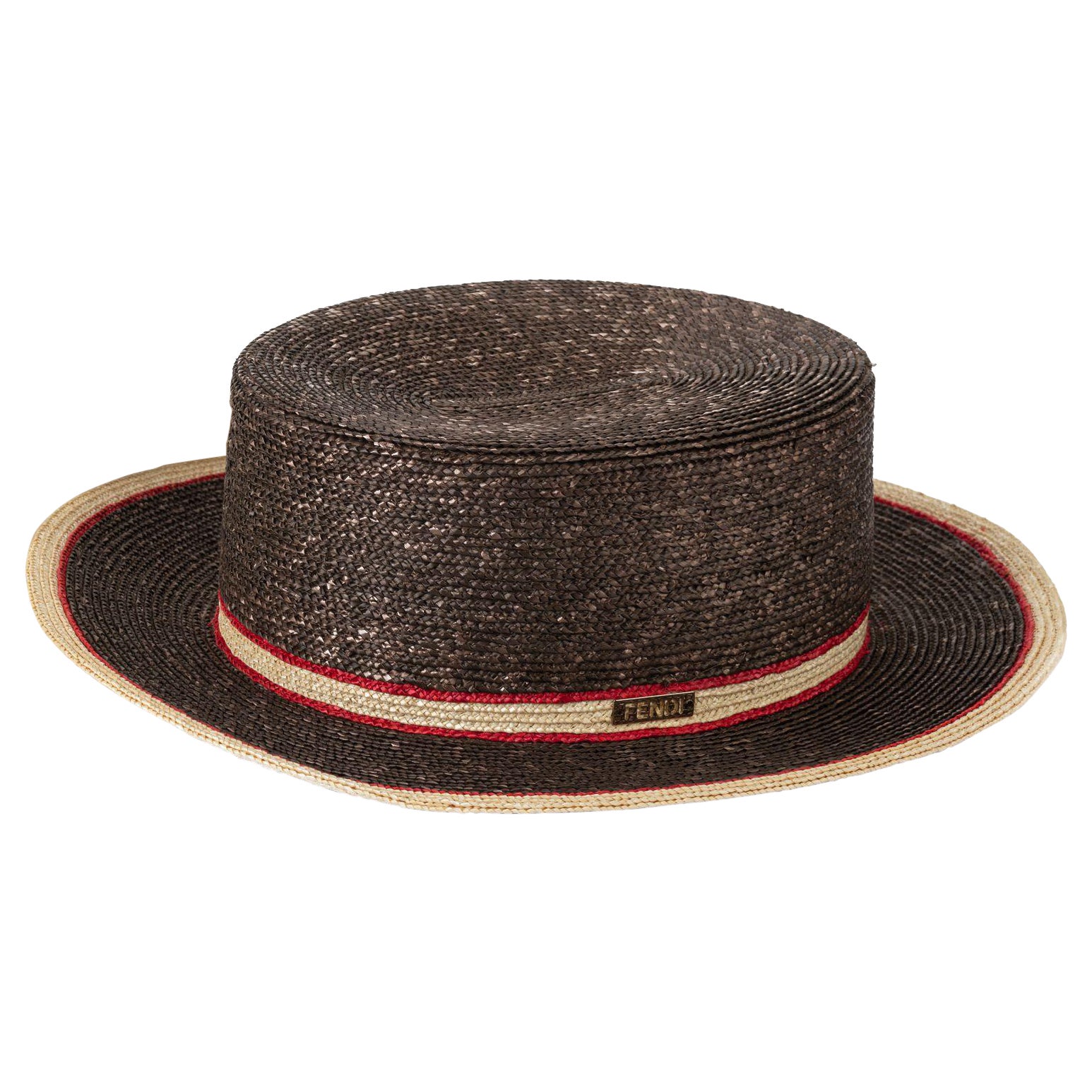 Fendi NWT Brown Straw Hat For Sale