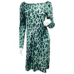 Blumarine Tunic Dress in Turquoise Leopard 42 New