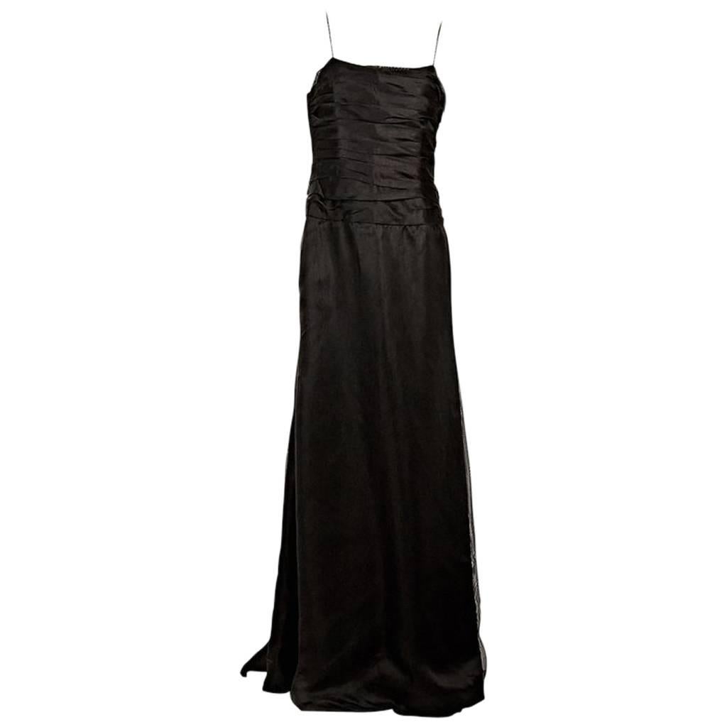 Black Armani Collezioni Pleated Silk Gown