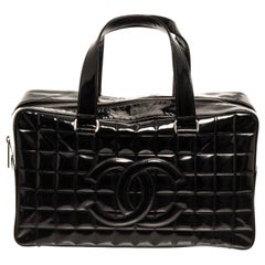 Chanel Black Patent Leather CC Ice Cube Shoulder Bag