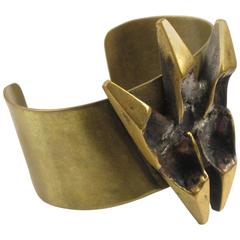 Henri Nogaret Large Sculptural Brutalist Bronze Cuff Bracelet 5
