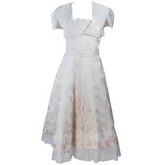 ELIZABETH MASON COUTURE Ivory Silk Cocktail Dress and Bolero Sample Size 2 7